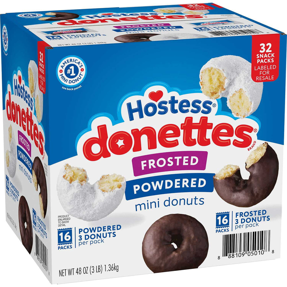 Hostess Donettes Variety Pack Donuts, Snack Size, 1.5 oz., 32 pk.