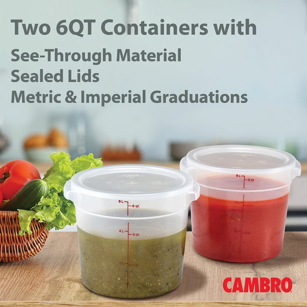 Cambro Round Translucent Container with Lid 6 qt., 2 pk.