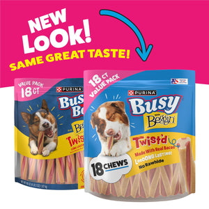 Purina Busy with Beggin’ Twist’d Adult Dog Chew Bone Treats - 18 ct. Pouch