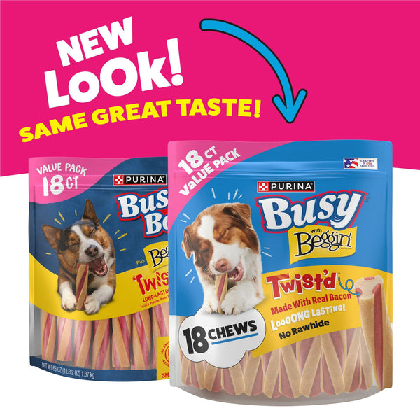 Purina Busy with Beggin’ Twist’d Adult Dog Chew Bone Treats - 18 ct. Pouch