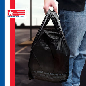 Black T-Shirt Carryout Bags, 11.5" x 6.5" x 22" 1000 ct.