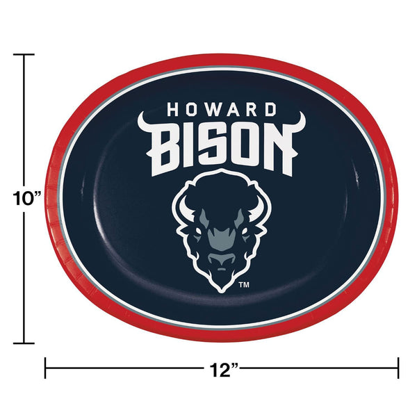 Howard University NCAA HBCU Oval Paper Plates, 50 ct.