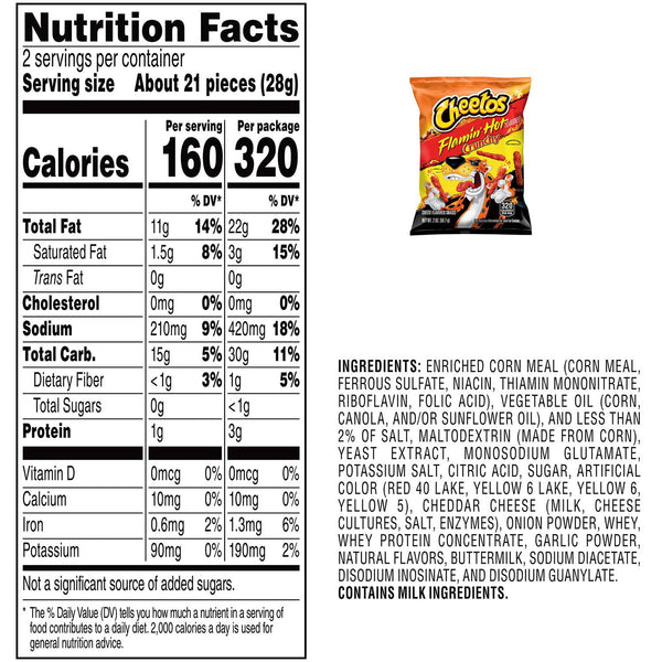 Cheetos Flamin' Hot Crunchy Cheese Snacks, 2 oz., 64 pk.