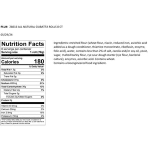 Member's Mark Ciabatta Rolls, Bulk Wholesale Case, 80 ct.