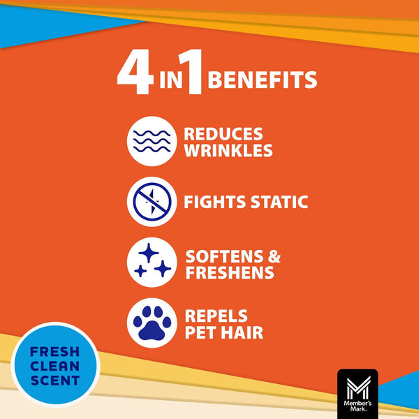 Member's Mark Fabric Softener Dryer Sheets, Fresh Scent, 480 ct.
