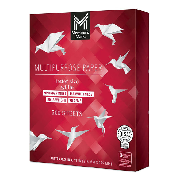 Member's Mark Multipurpose Copy Paper, 8.5 x 11”, 92 Bright, 20 lbs., 10 Reams (5,000 sheets)