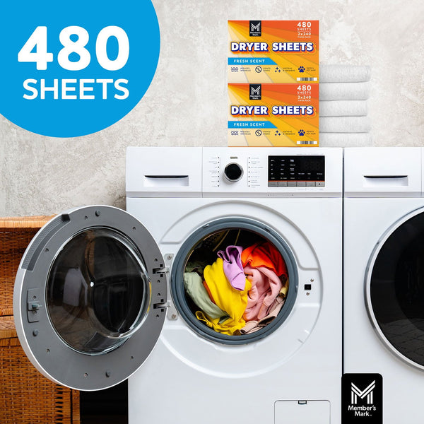 Member's Mark Fabric Softener Dryer Sheets, Fresh Scent, 480 ct.