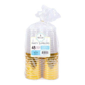 Tableluxe Premium Disposable Gold Rimmed Clear Plastic Tumbler, 16 fl. oz., 48 ct.