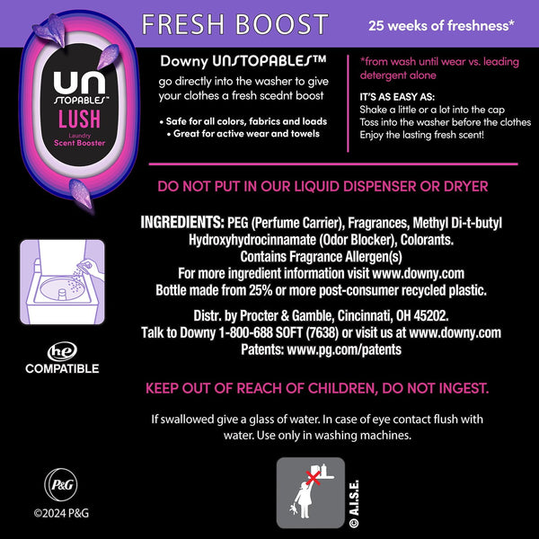 Downy Unstopables  In-Wash Laundry Scent Booster Beads, Lush, 39.9 oz