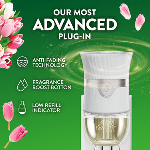 Air Wick Plug In Scented Oil Air Freshener, Sweet Tulip Petals, 1 warmer + 6 refills