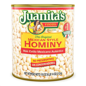 Juanita's Foods Mexican Style Canned Hominy 110 oz.