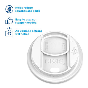 Dixie Closeable Slider Lid for Disposable Hot Cups, Fits 10-20 oz. Cups 1000 ct.