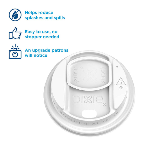 Dixie Closeable Slider Lid for Disposable Hot Cups, Fits 10-20 oz. Cups 1000 ct.