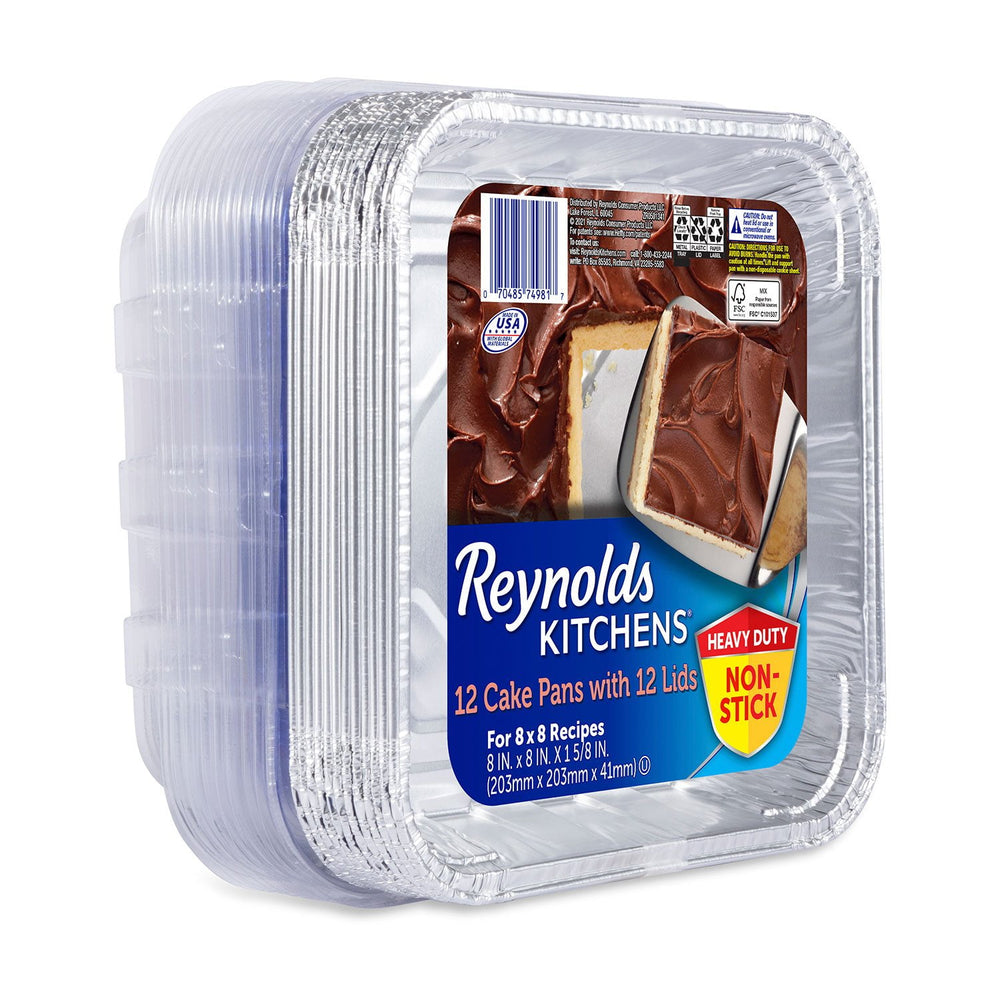 Reynolds Kitchens Aluminum 8" x 8" Cake Pans with Lids 12 ct.