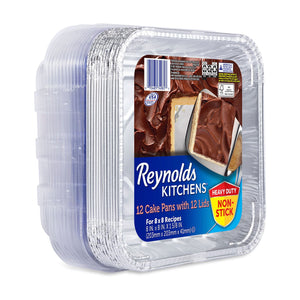 Reynolds Kitchens Aluminum 8" x 8" Cake Pans with Lids 12 ct.