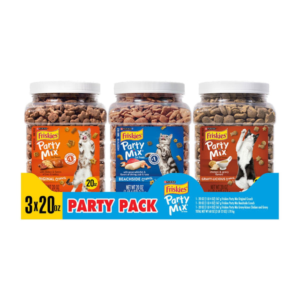 Friskies Party Mix Party Variety Pack, Cat Treats, 60 oz.