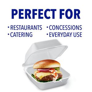 Hefty Supreme Large Sandwich Foam Hinged Lid Containers, 6" 300 ct.