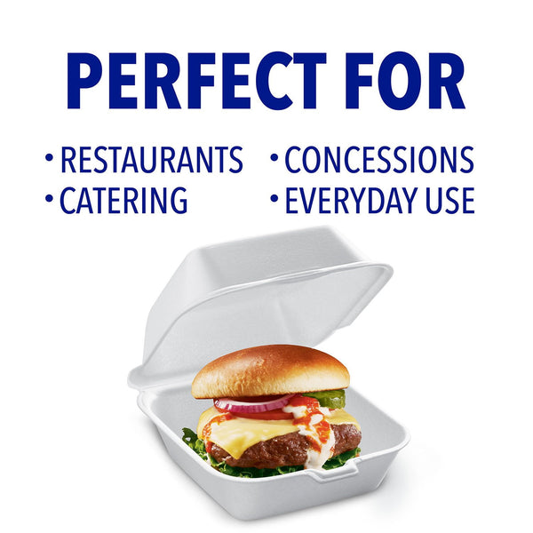 Hefty Supreme Large Sandwich Foam Hinged Lid Containers, 6" 300 ct.