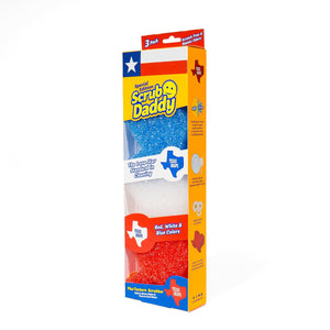 Scrub Daddy Texas Shaped Cleaning Sponges, Red White and Blue, 3 ct.