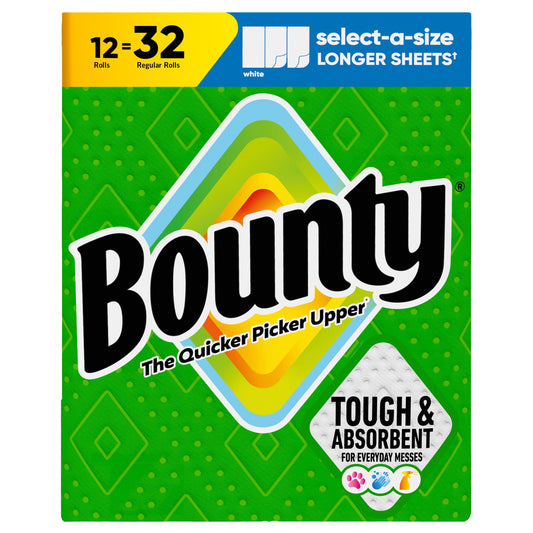 Bounty Select-A-Size 2-Ply Paper Towels, 12 Rolls, 110 sheets/roll