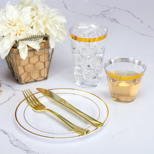 Tableluxe Premium Gold Rimmed Clear Plastic Tumbler, 9 fl. oz, 48 ct.