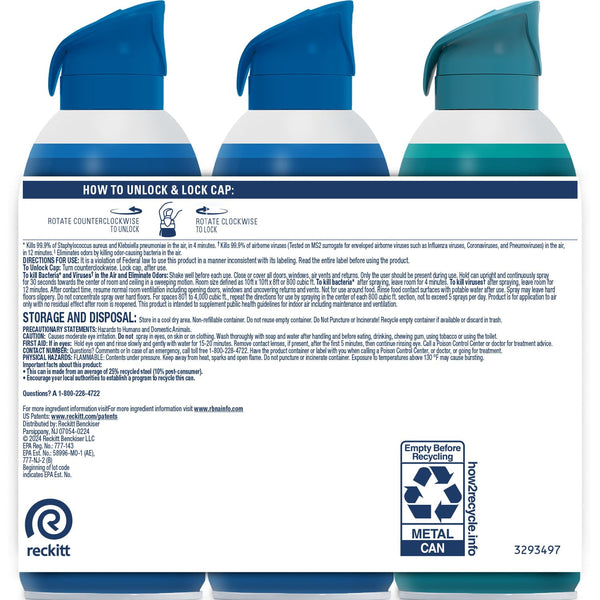 Lysol Air Sanitizer, White Linen and Simple Fresh, 3 ct., 36 oz.