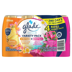 Glade Automatic Spray Air Freshener Refills, Hawaiian Breeze and  Exotic Tropical Blossoms, 4 ct.