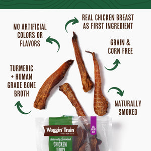 Waggin Train Chicken Jerky Tenders with Bone Broth & Turmeric, High Protein Dog Treats, 36 oz.