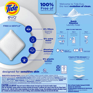 Tide Evo Laundry Detergent Fiber Tiles, Free & Gentle, 72 ct.
