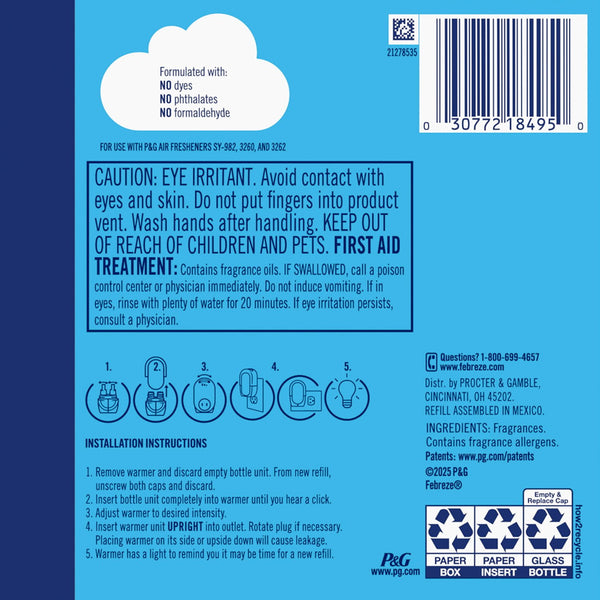 Febreze Plug Air Freshener, Mediterranean Lavender + Linen & Sky, 5 refills, 4.35 fl. oz.