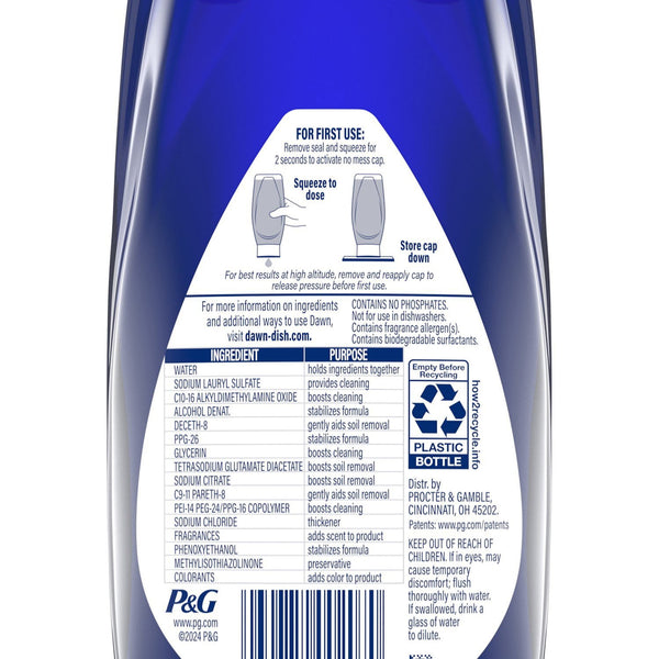 Dawn EZ-Squeeze Platinum Liquid Dish Soap, Fresh Rain Scent, 4 pk., 97.2 fl. oz.