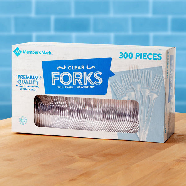 Member's Mark Clear Plastic Forks, Heavyweight 300 ct.