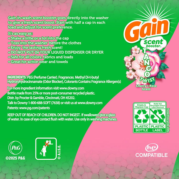 Gain Tango Twist Laundry Scent Booster Beads, Cherry and Rose Scent, 26.3 oz.