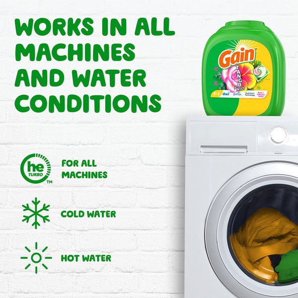 Gain Flings Tango Twist Laundry Detergent Pacs, Rose + Hibiscus Scent, 108 ct.