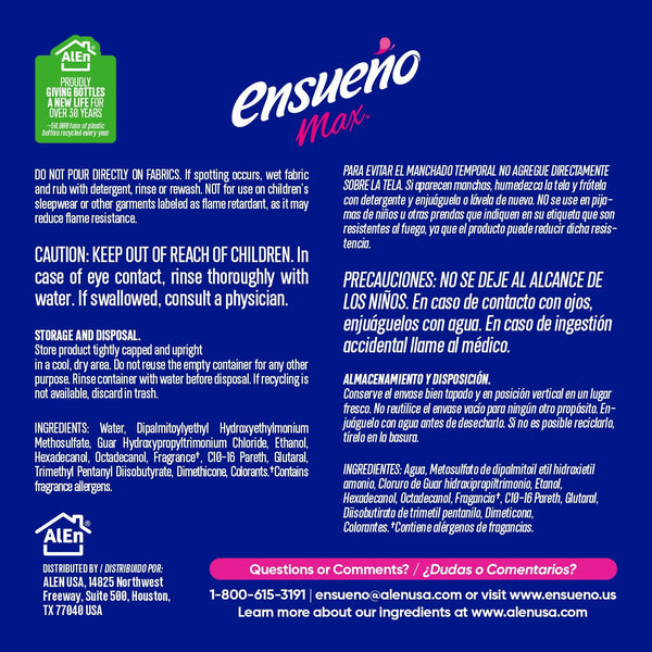 Ensueño Max Liquid Fabric Softener, Spring Fresh 330 loads, 236 fl. oz.