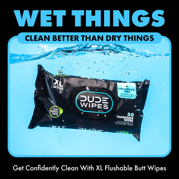 DUDE WIPES XL Flushable Wipes, Fragrance Free, 8 ct., 400 wipes