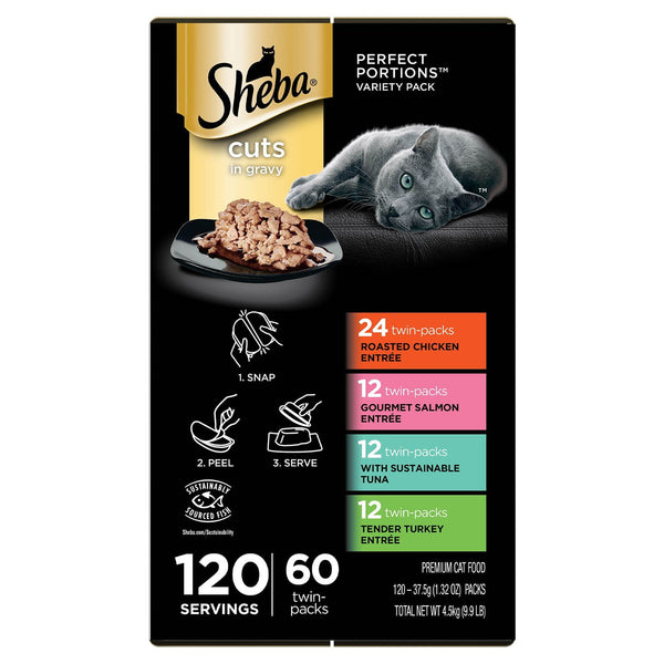Sheba Perfect Portions Wet Cat Food Trays Variety Pack, 60 ct., 2.6 oz.