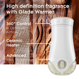 Glade PlugIns Scented Oil, Cashmere Woods with Sheer Vanilla Embrace, 1 Warmer + 9 Refills