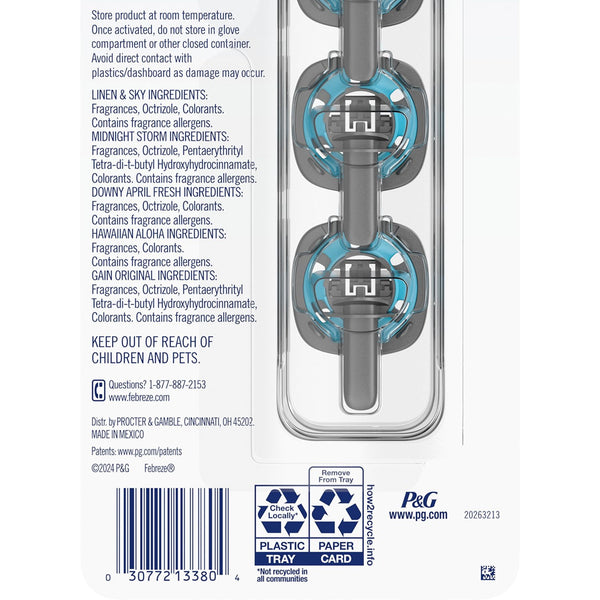 Febreze Car Air Freshener Vent Clips, Mixed Scent, 5 ct.