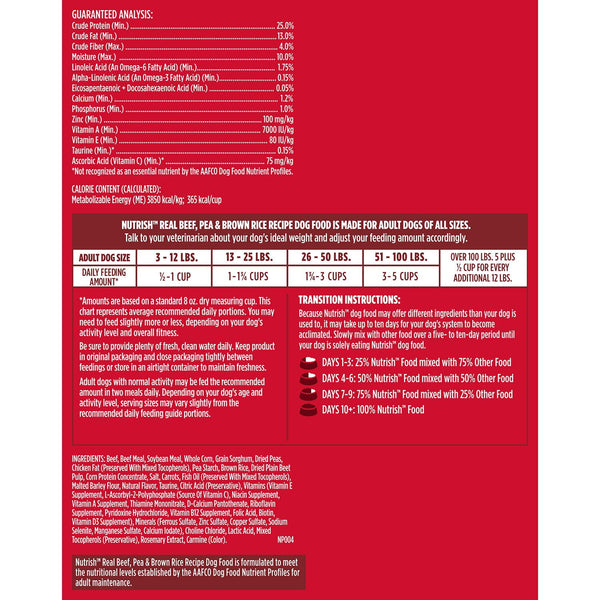 Rachael Ray Nutrish Real Beef, Pea & Brown Rice, Dry Dog Food, 50 lbs.