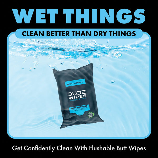 DUDE WIPES  XL Flushable Wipes, Fragrance Free, 10 ct., 180 wipes