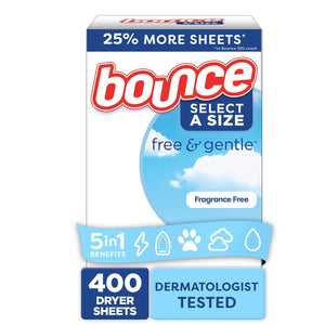 Bounce Select a Size Free & Gentle Dryer Sheets, Unscented, 400 ct.