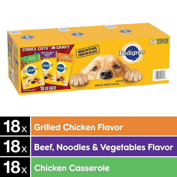 Pedigree Choice Cuts in Gravy Adult Wet Dog Food, Variety Pack, 3.5 oz., 54 ct.