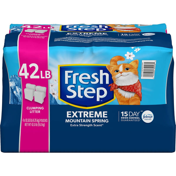 Fresh Step, Extreme Clumping Cat Litter with Febreze, Mountain Spring Scent, 42 lbs.