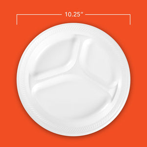 Hefty Supreme 3-Compartment Foam Plates, 10 1/4