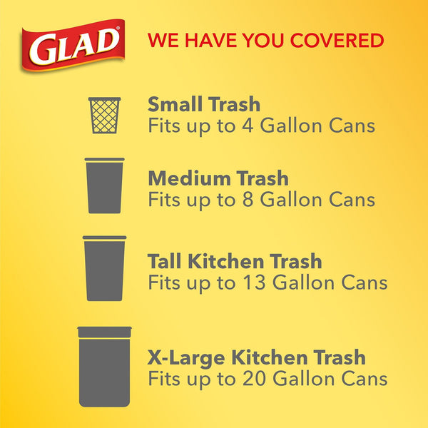 Glad Small Twist-Tie White Trash Bags, Fresh Clean Scent with Febreze Freshness, 4 gal., 156 ct.
