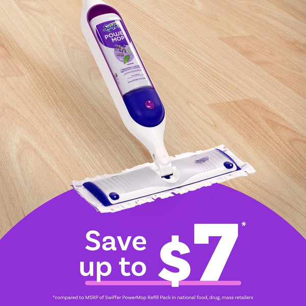 Swiffer PowerMop Refill Bundle, Lavender, 10 Mop Pads + 2 Bottles