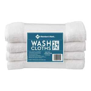 Member's Mark Commercial Hospitality Washcloths, White, 24-Pack