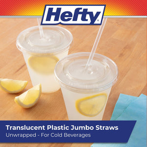Hefty Jumbo Translucent Unwrapped Plastic Straws, 7.75