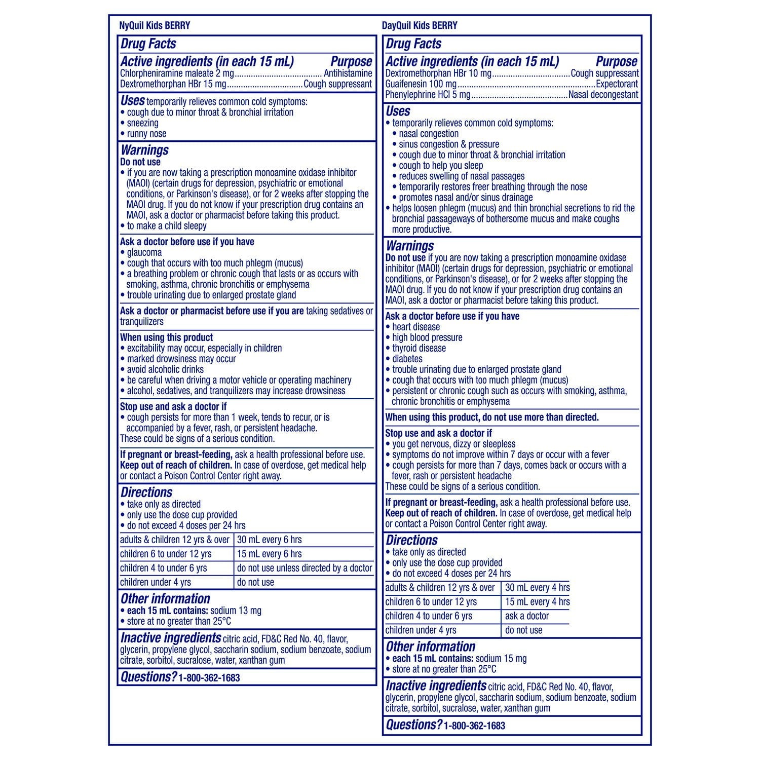 Vicks DayQuil & NyQuil Kids' Cold & Cough Liquid, Berry, 8 fl. oz., 3 pk.